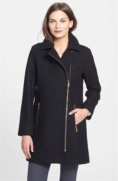 michael kors asymmetrical wool blend coat|Michael Kors wool coat.